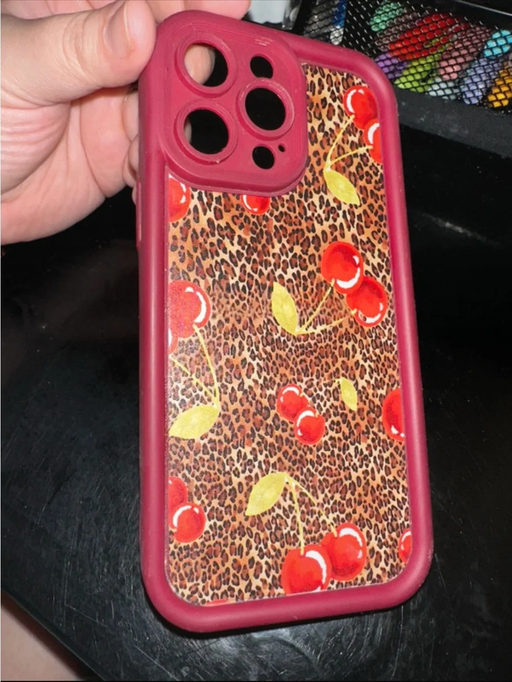 iPhone 14 Pro Max phone case leopard with cherries